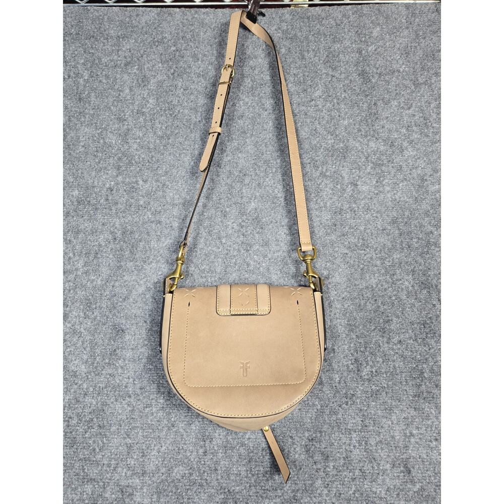 FRYE ILANA Harness Perforated Leather Bag Khaki Saddle Crossbody Bag Purse - Picture 3 of 12